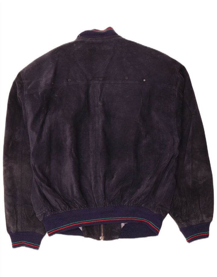 Cinquanta Blouson Bomber En Daim Homme IT 48 Cuir Bleu Marine Moyen