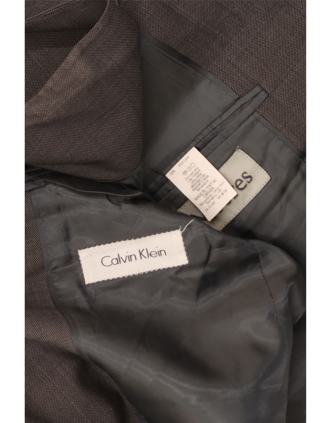 Calvin Klein Veste blazer à 2 boutons pour homme UK 36 Petite laine grise
