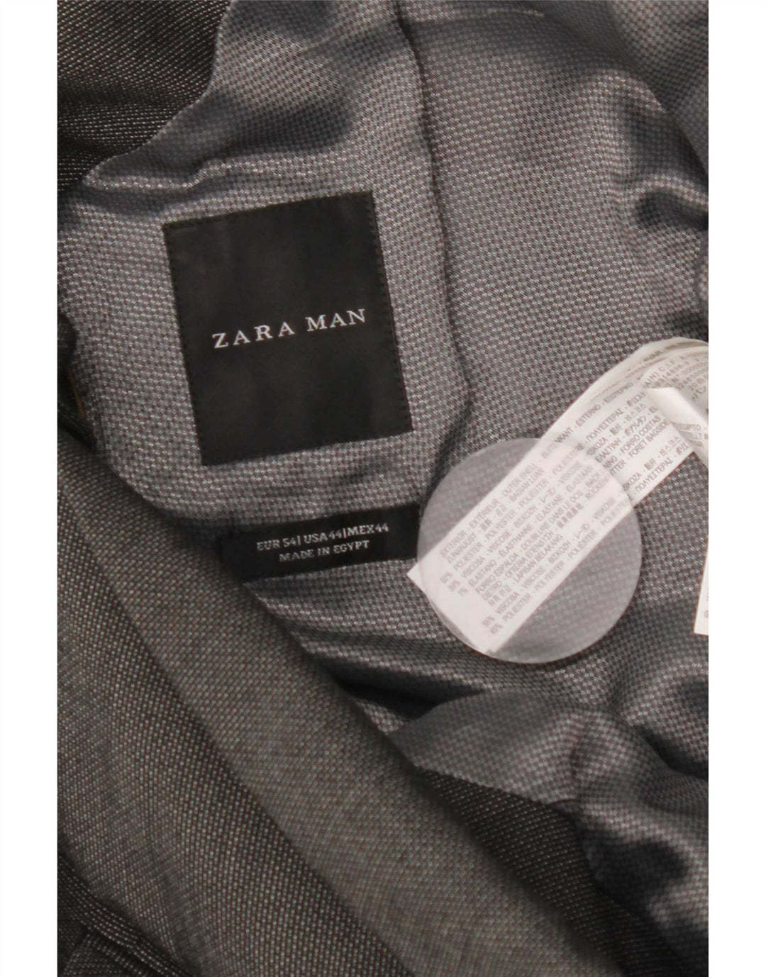 Zara Homme 2 Bouton Blazer Veste Taille 54 XL Gris Polyester