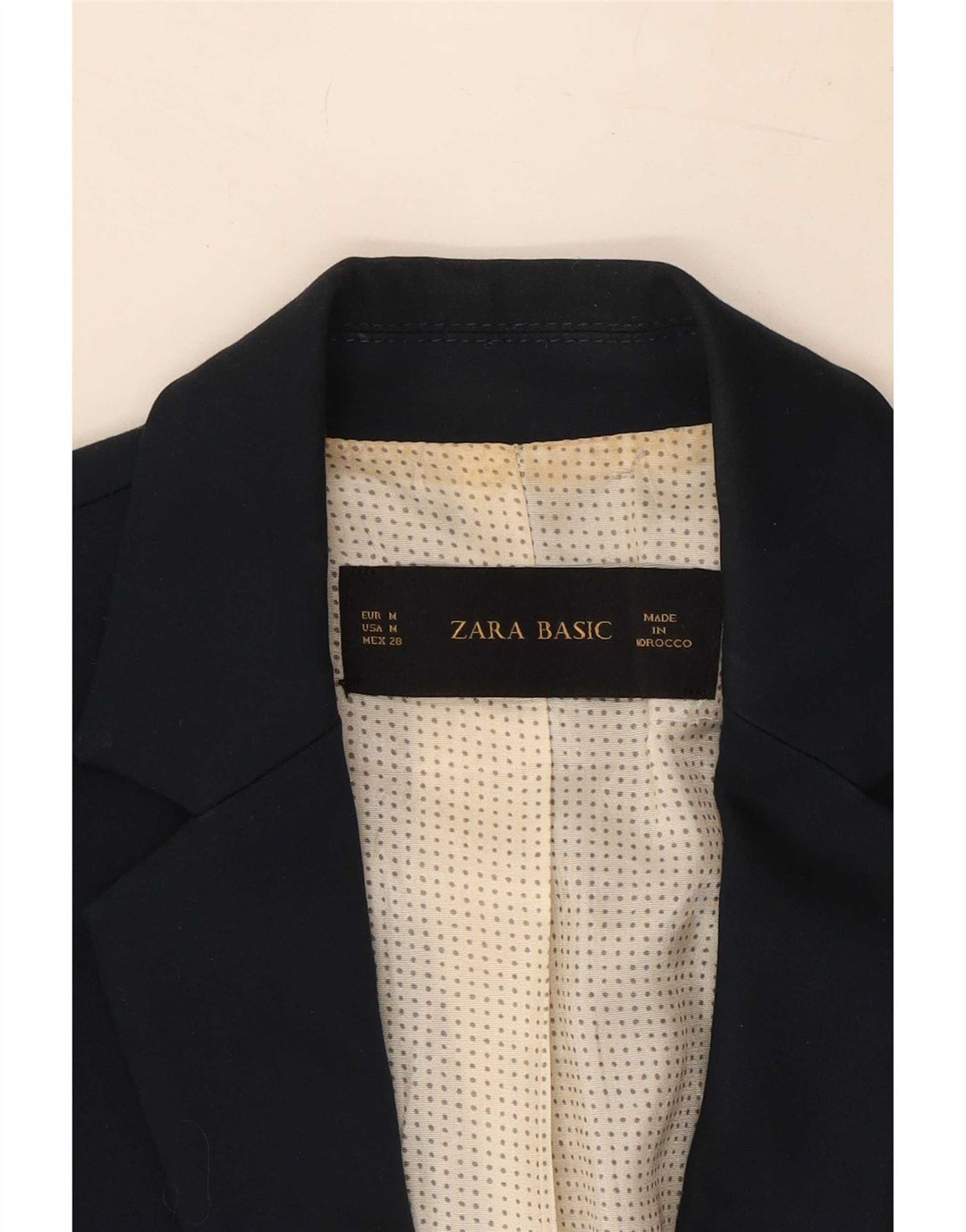 Zara Femme 1 Bouton Blazer Veste UK 12 Moyen Bleu Marine Coton