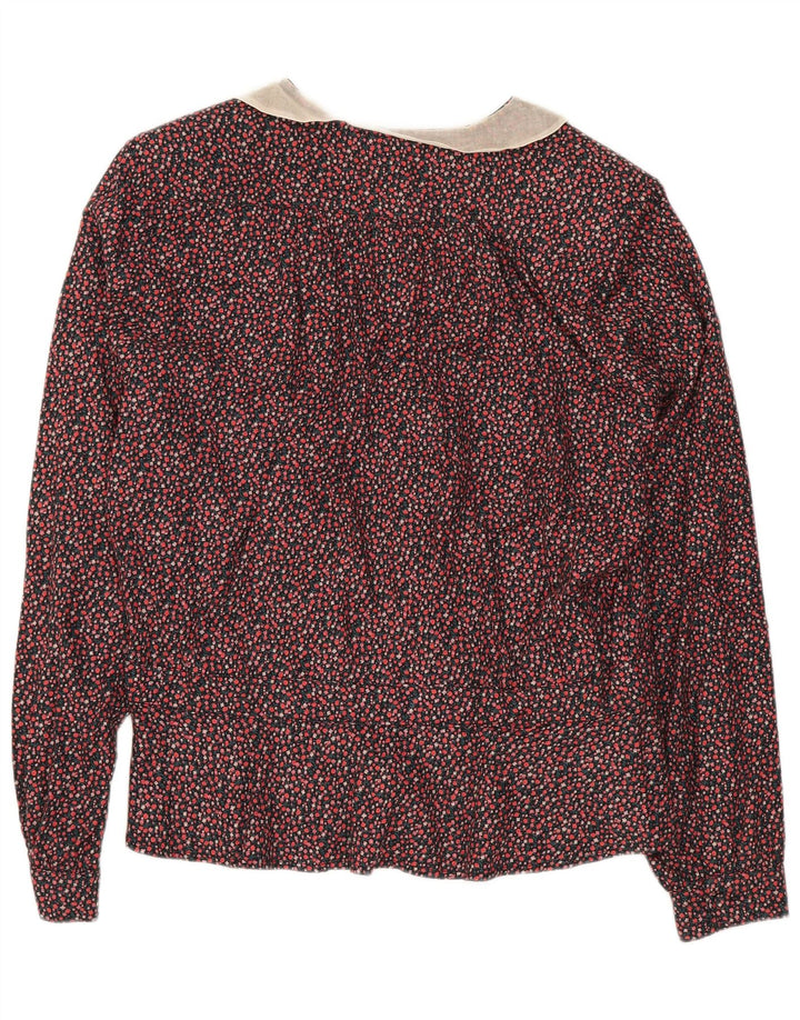 MAURICE ABOT Haut Chemisier Manches Longues Femme IT 44 Rouge Moyen Floral