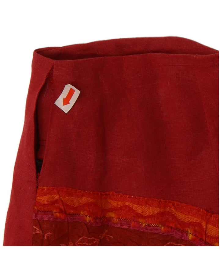 VINTAGE Womens High Waist Maxi Skirt US 2 XS W28  Red Patchwork Polyester