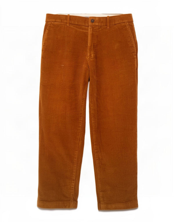 Marks & Spencer Pantalon droit en velours côtelé pour homme W36 L29 Marron Coton