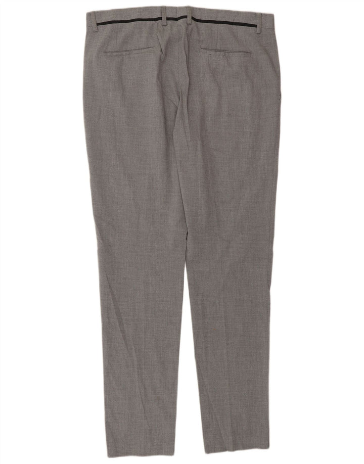 Zara Pantalon de costume slim pour homme EU 46 XL W36 L33 Gris Polyester