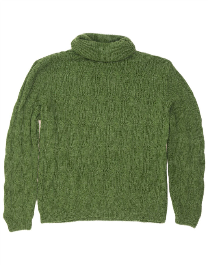 vintage Mens Roll Neck Jumper Pull Petit Vert