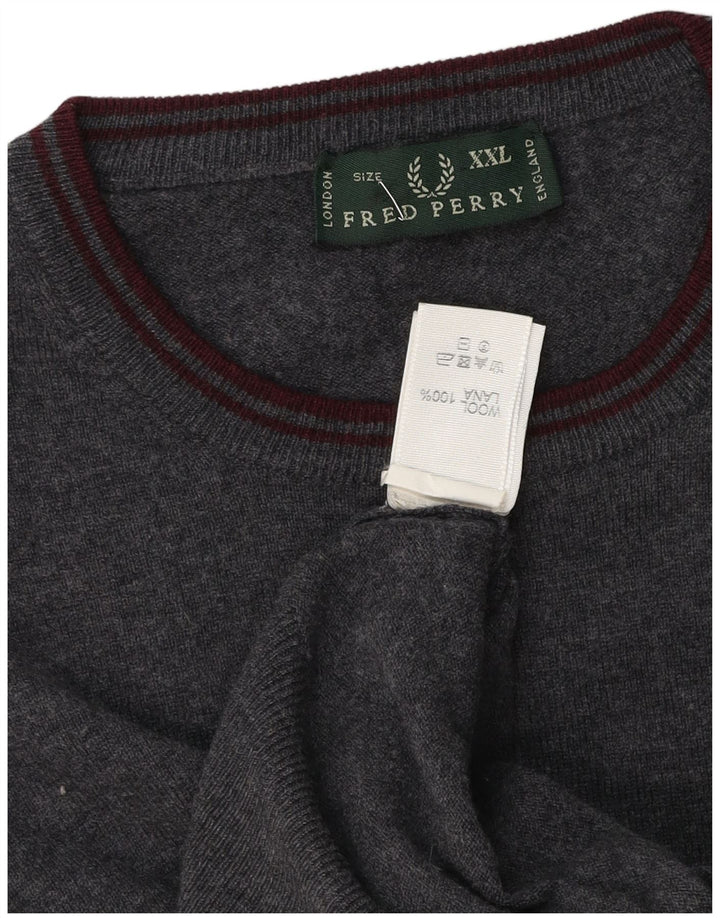 Fred Perry Pull à col rond pour homme 2XL Gris Laine