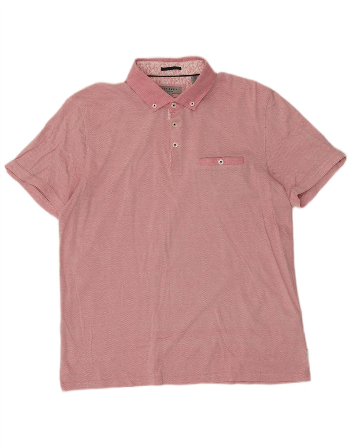 Ted Baker Polo Homme Taille 4 Grand Chevron Rose Coton