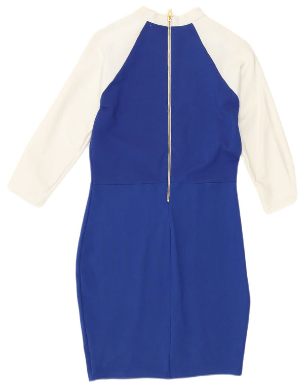 KAREN MILLEN Robe moulante pour femme UK 12 Bleu moyen Colourblock Moderne
