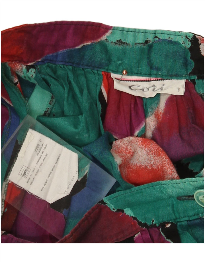 Jupe plissée à motif abstrait vintage pour femmes W26 petite multicolore