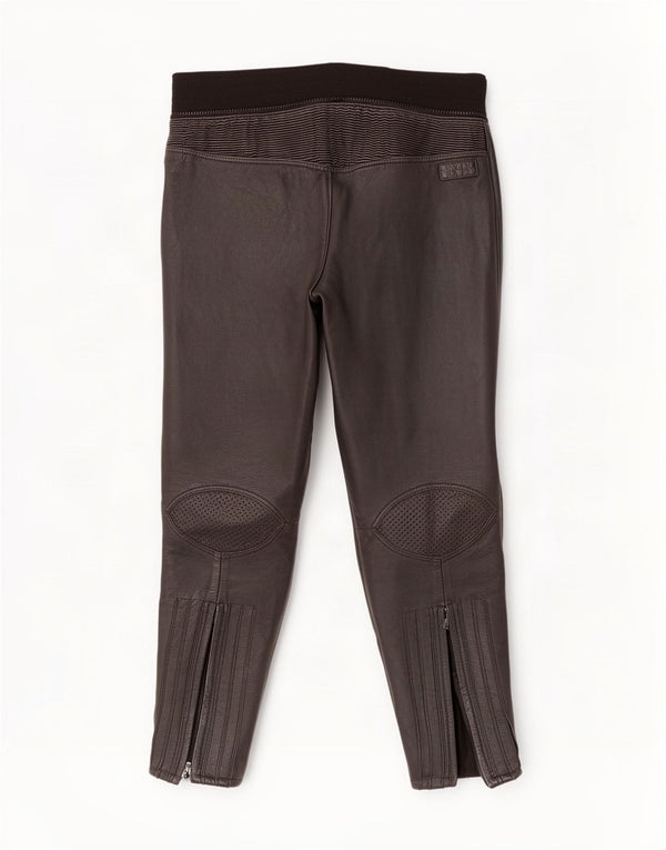 Pantalon en cuir de motard vintage pour hommes IT 54 2XL W34 L29 Noir