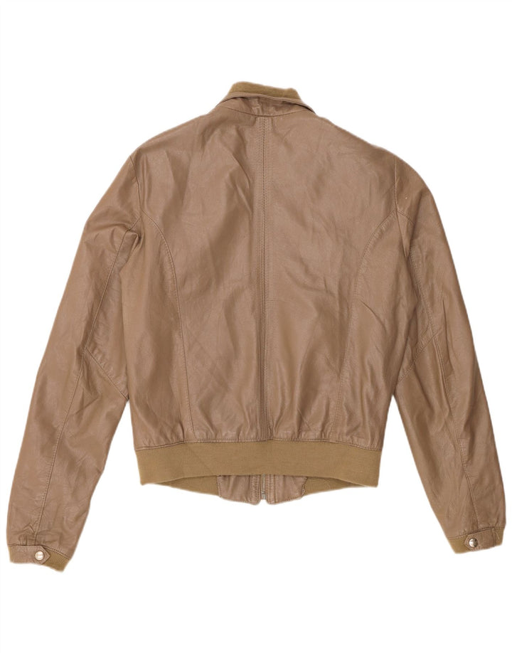 veste en cuir Bomber femme vintage UK 18 XL Cuir Kaki