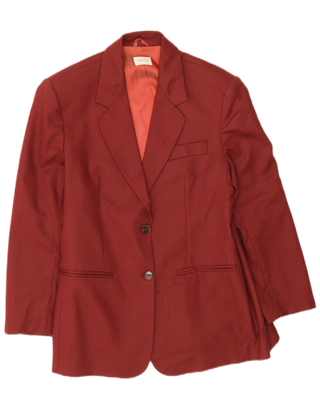 Benetton Veste blazer courte à 2 boutons pour femme IT 44 laine bordeaux moyen