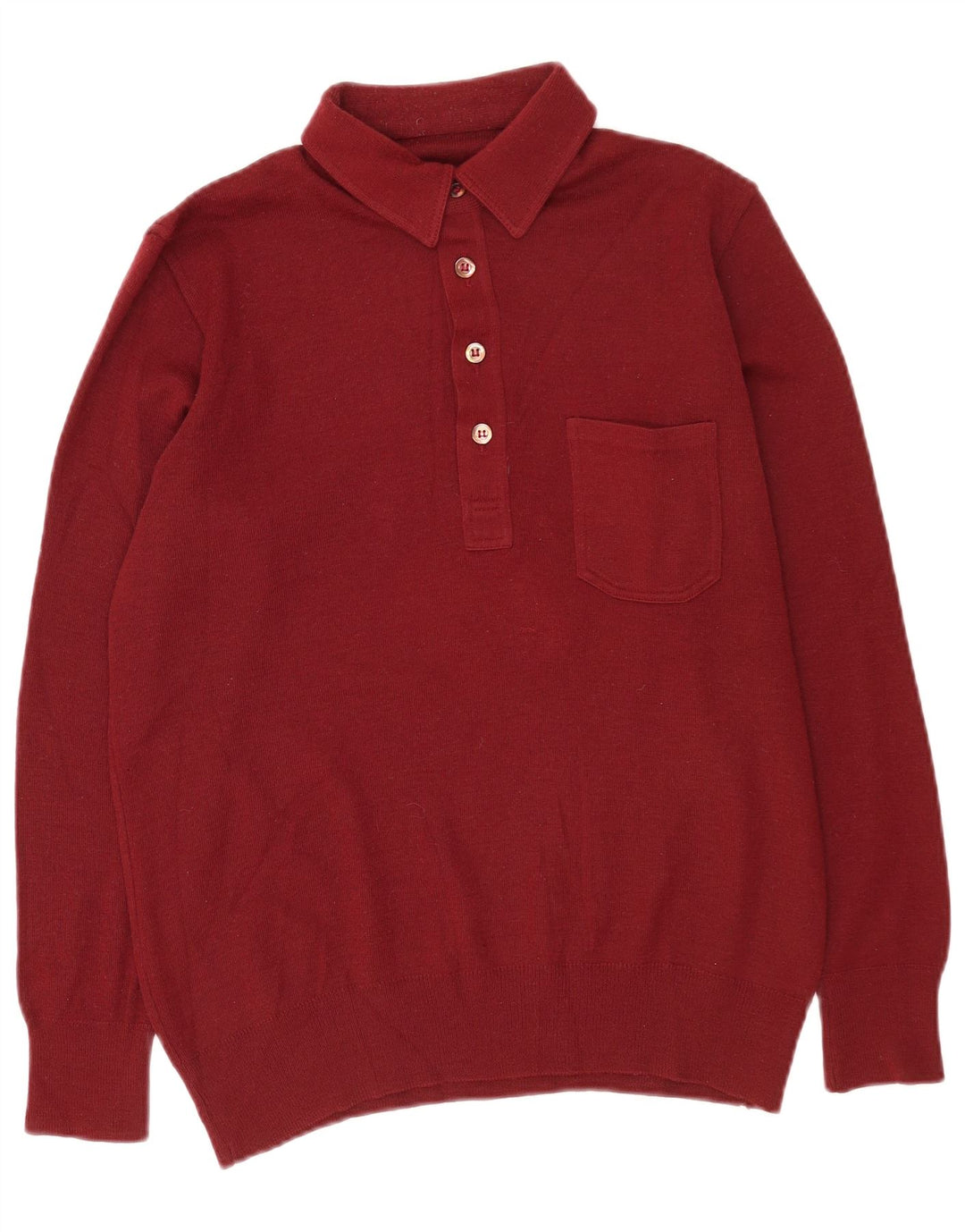 vintage Mens Polo Neck Jumper Pull Moyen Bourgogne