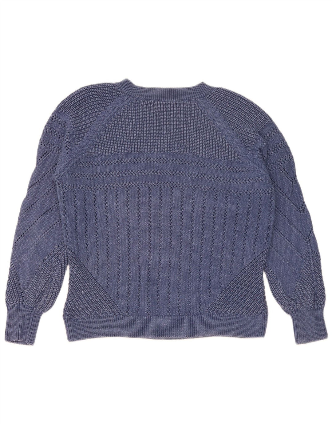 Marks & Spencer Pull col en V pour femme UK 14 Bleu moyen Coton