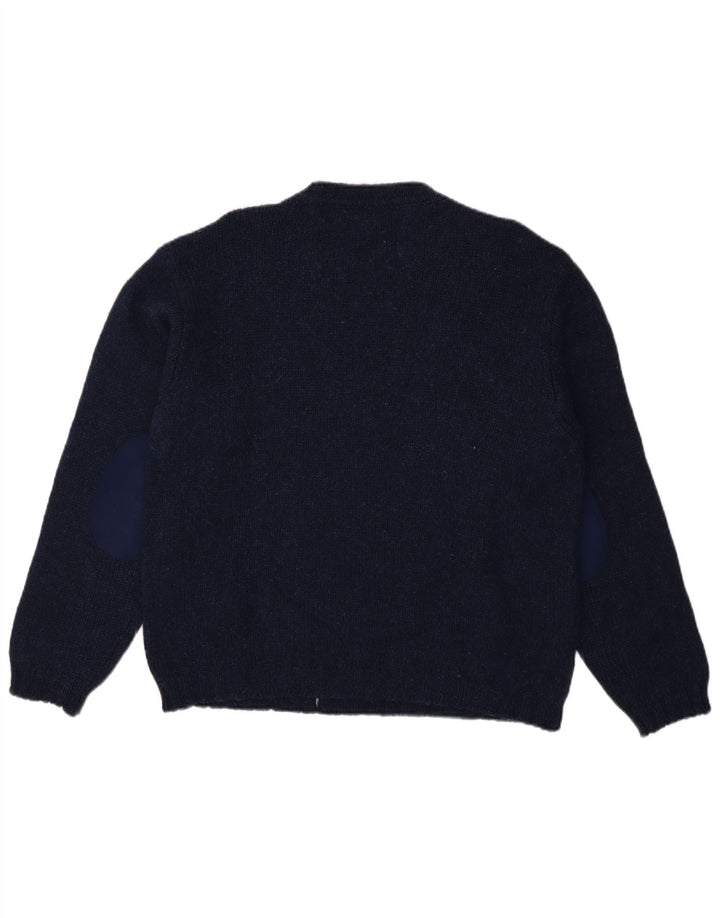 Benetton Pull ras du cou pour hommes, grand, bleu marine, Argyle/diamant