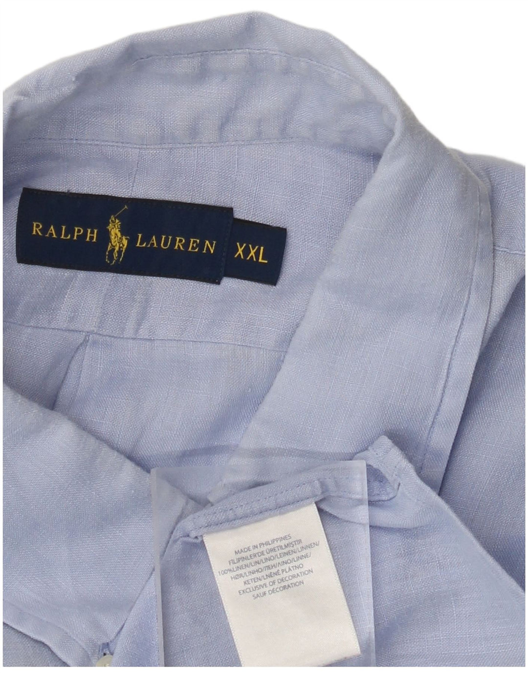 RALPH LAUREN Chemise Homme 2XL Lin Bleu