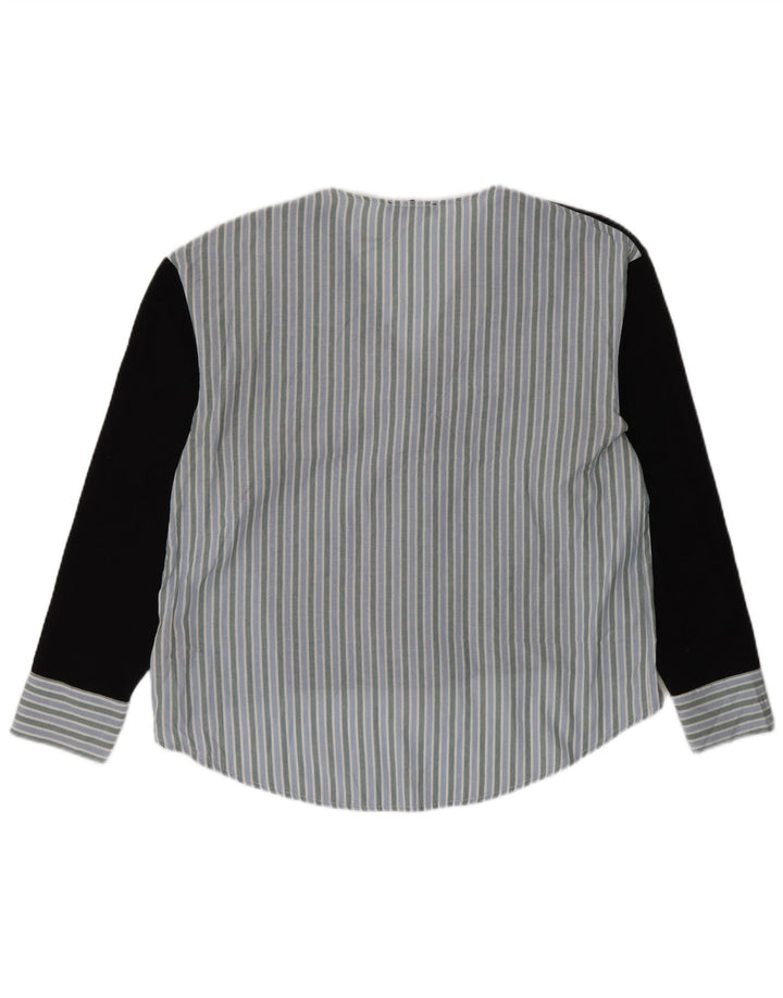 Zara Chemisier Femme Chemisier UK 14 Medium Noir Rayé Coton