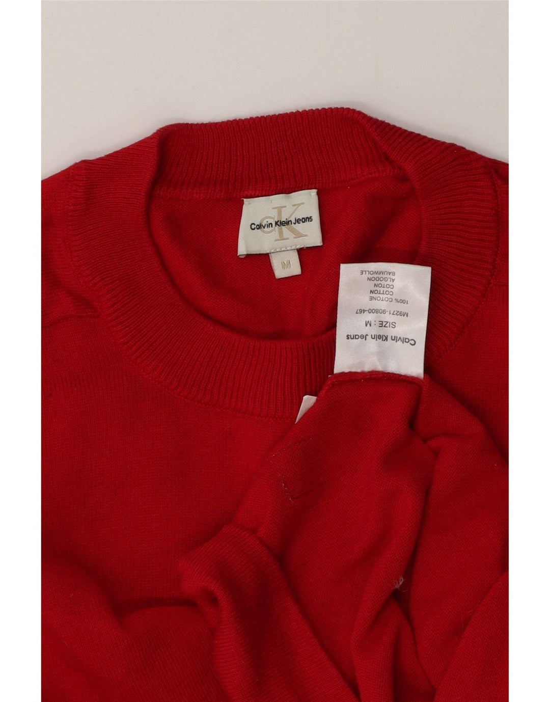 Calvin Klein Jeans Pull Ras du Cou Homme Rouge Moyen Coton