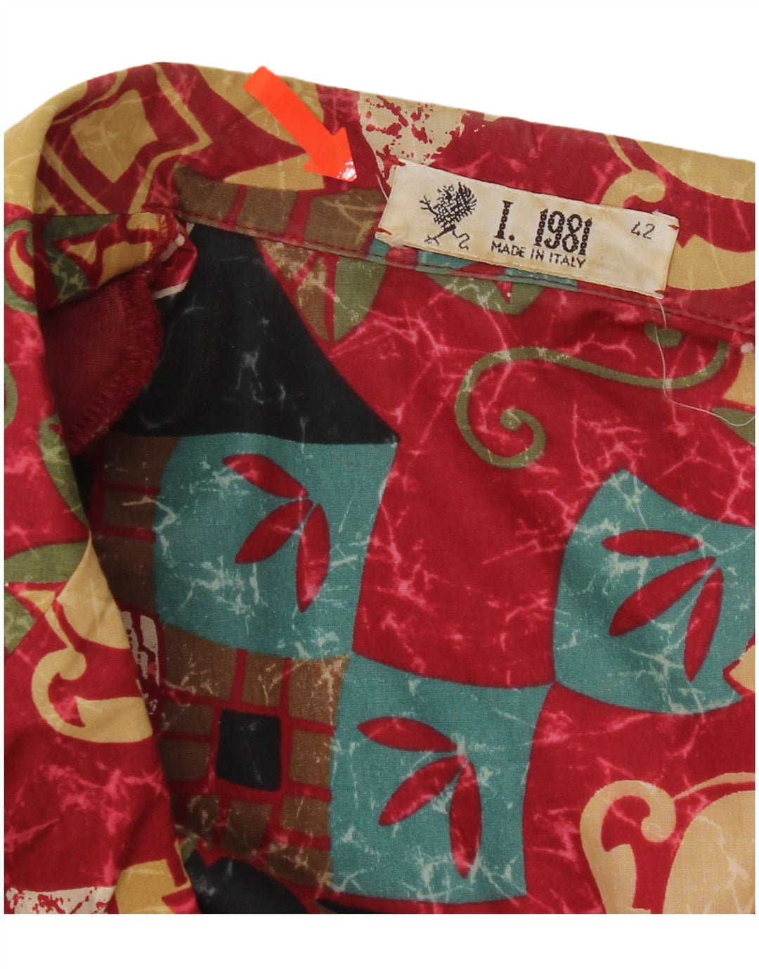 Veste blazer à motif abstrait vintage pour femme IT 42 Colorblock rouge moyen