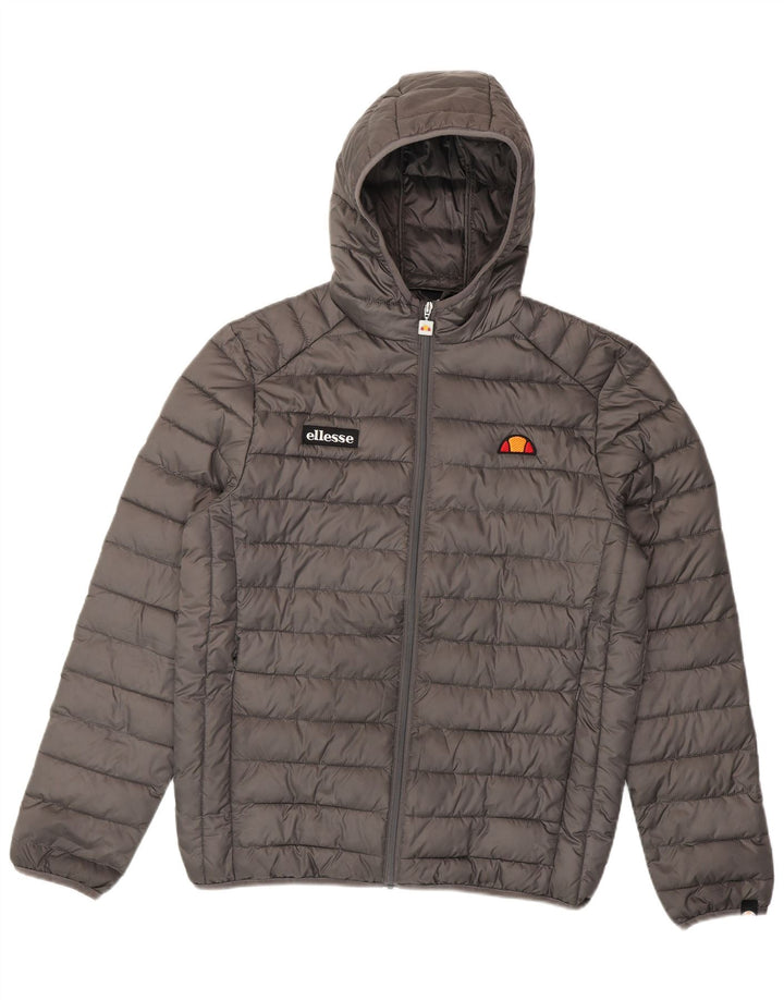 Ellesse Veste matelassée à capuche pour homme UK 40 Large Gris Polyester