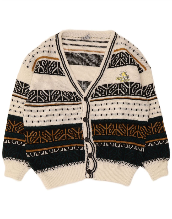 vintage Mens Cardigan Sweater Grand Multicolore Fair Isle