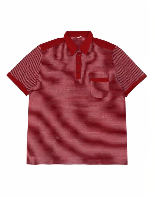 Polo Homme Vintage XL Bordeaux Rayé