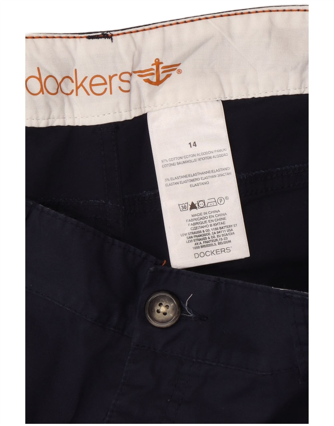 DOCKERS Bermuda Femme US 14 XL W34 Bleu Marine Coton