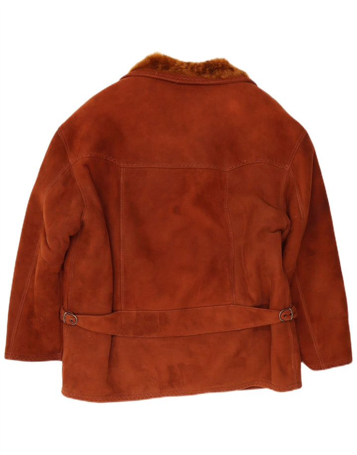 veste en peau de mouton vintage pour hommes UK 38 Brun moyen