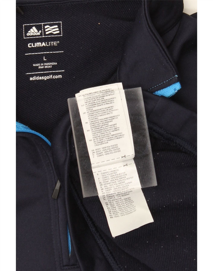 Adidas Climalite Zip Neck Sweatshirt Jumper Grand Bleu Marine Polyester