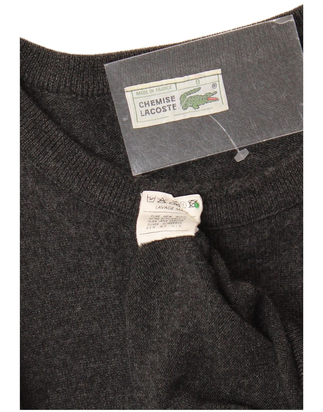 LACOSTE Homme Col Bateau Pull Pull Taille 8 3XL Gris Laine