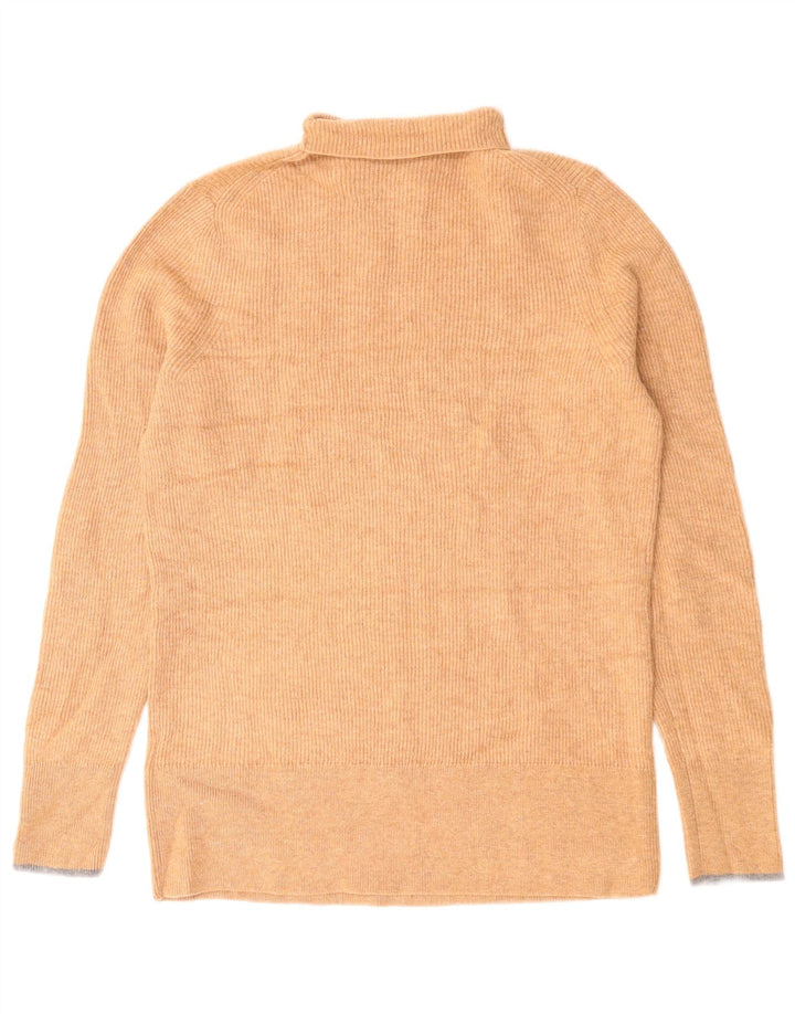 Calvin Klein Pull col roulé pour femme UK 14 Grande laine beige
