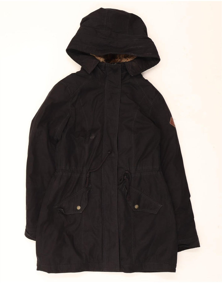 HOLLISTER Parka à capuche pour femme UK 14 Medium Noir Polyester