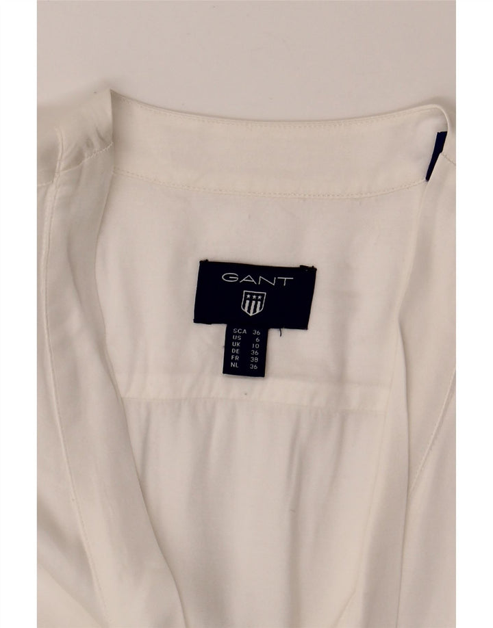 GANT Womens Front Tie Pullover Shirt Blouse UK 10 Small White Viscose Vintage Gant and Second-Hand Gant from Messina Hembry 