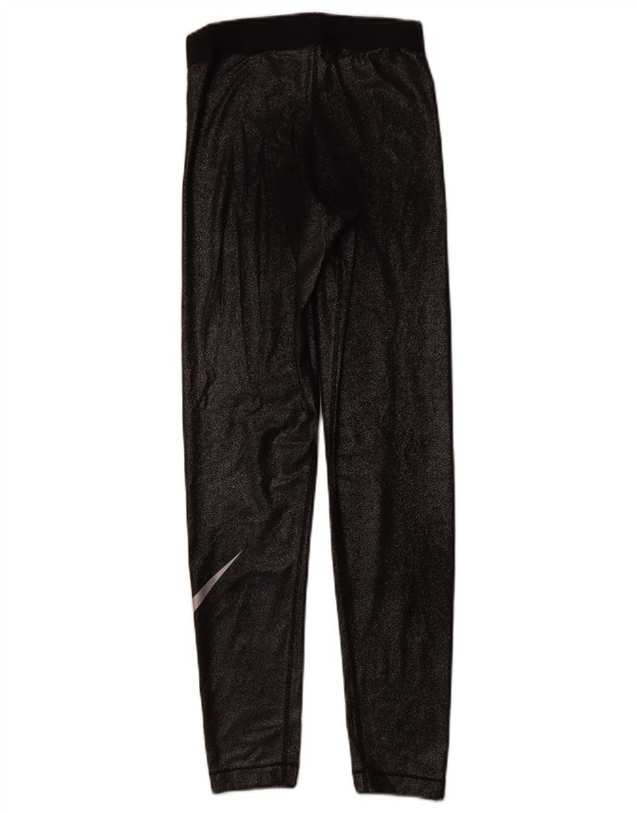 NIKE Legging graphique Dri Fit pour femme UK 8 Small Noir Polyester