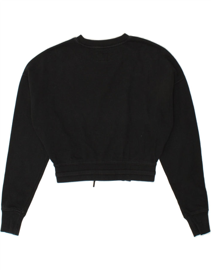 CONVERSE Womens Oversized Crop Sweatshirt Jumper UK 2 2XS Black Cotton Vintage Converse and Second-Hand Converse from Messina Hembry 