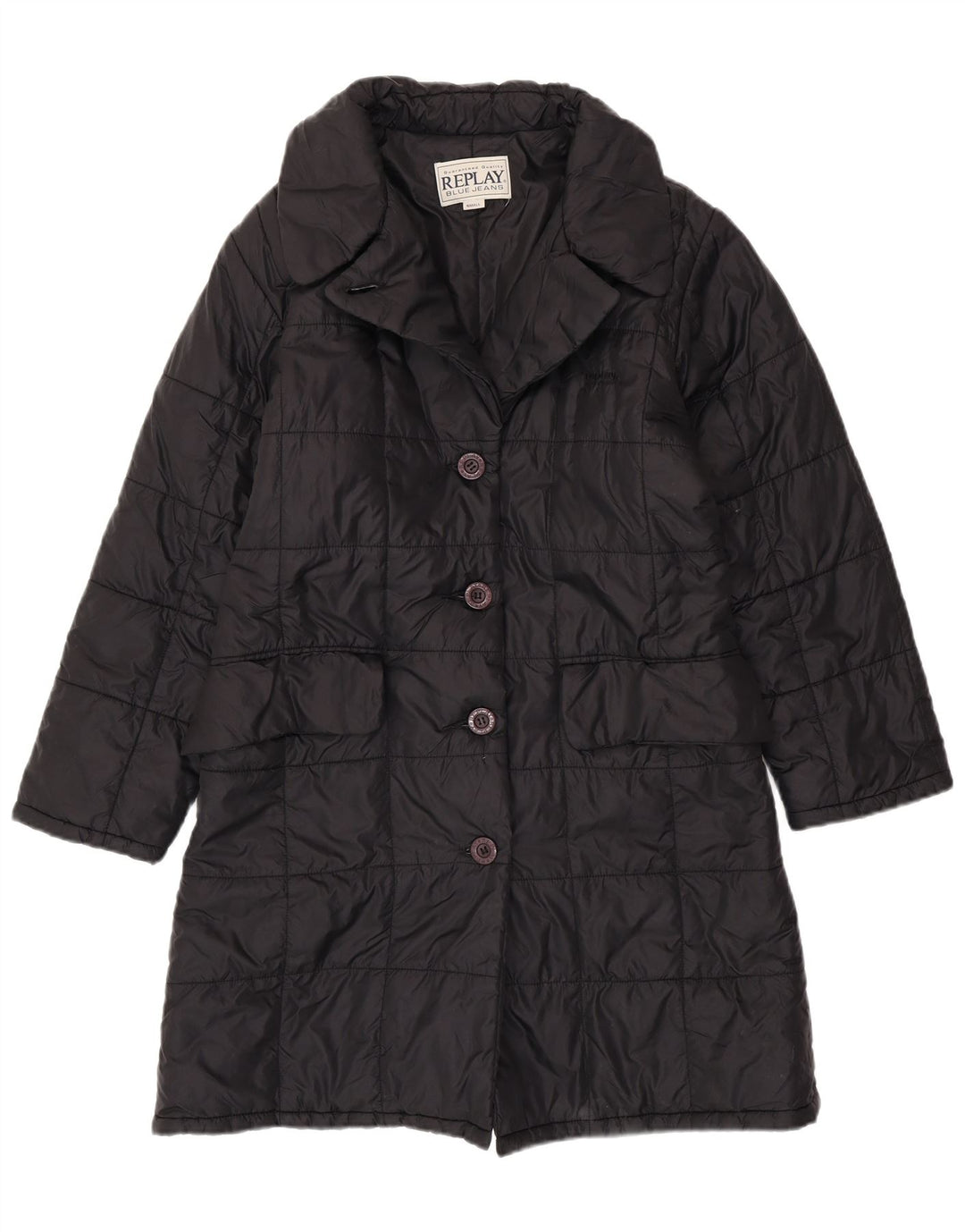 REPLAY Manteau matelassé coupe ample pour femme UK 10 Small Noir Polyester