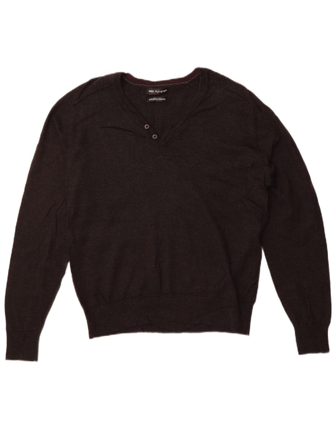 Marks & Spencer Pull autographe à col en V pour femme UK 16 Large Gris