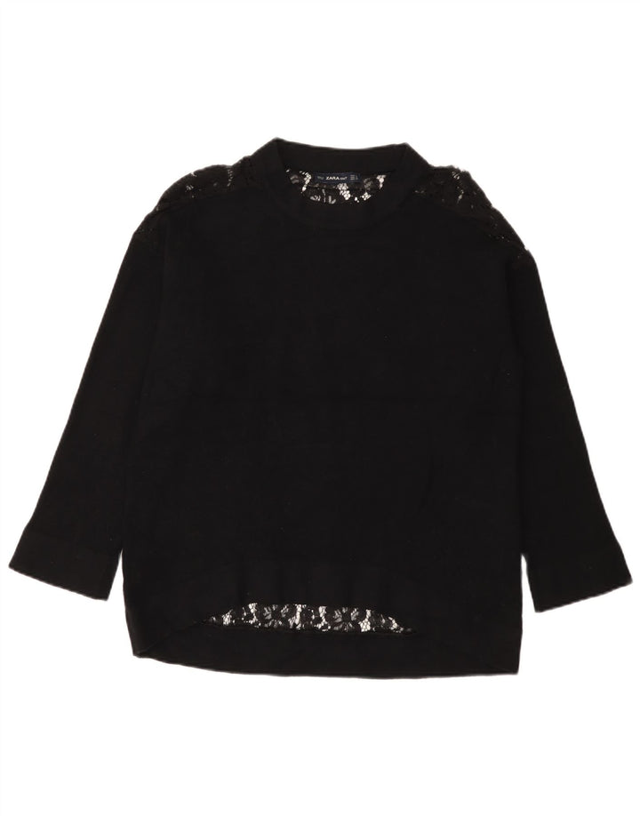Zara Chemisier surdimensionné à manches longues pour femme UK 10 Petit Noir