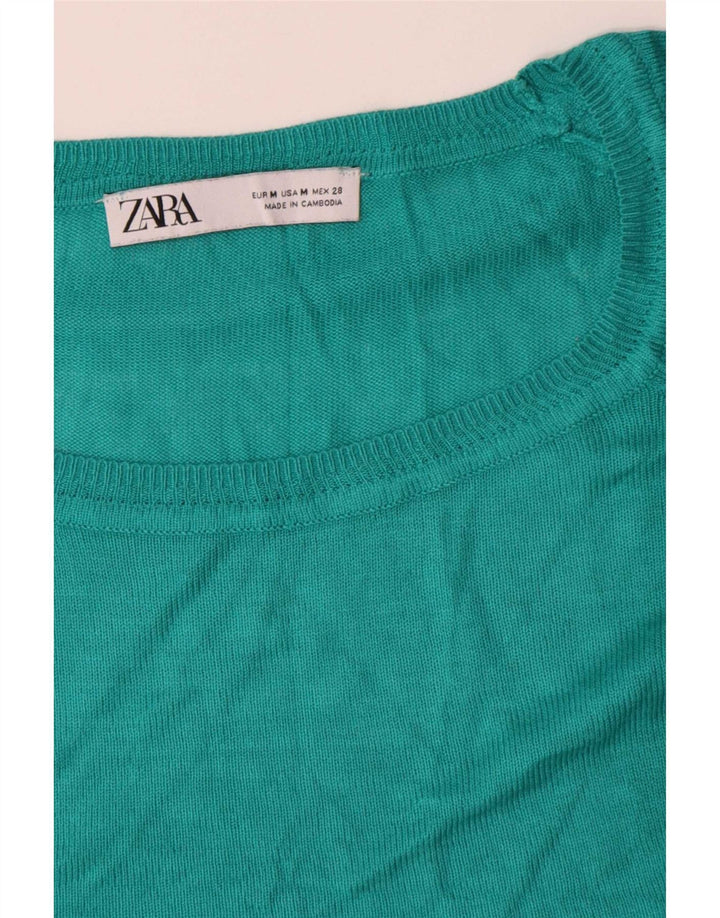 Zara Pull surdimensionné à col bateau pour femme UK 14 Turquoise moyen