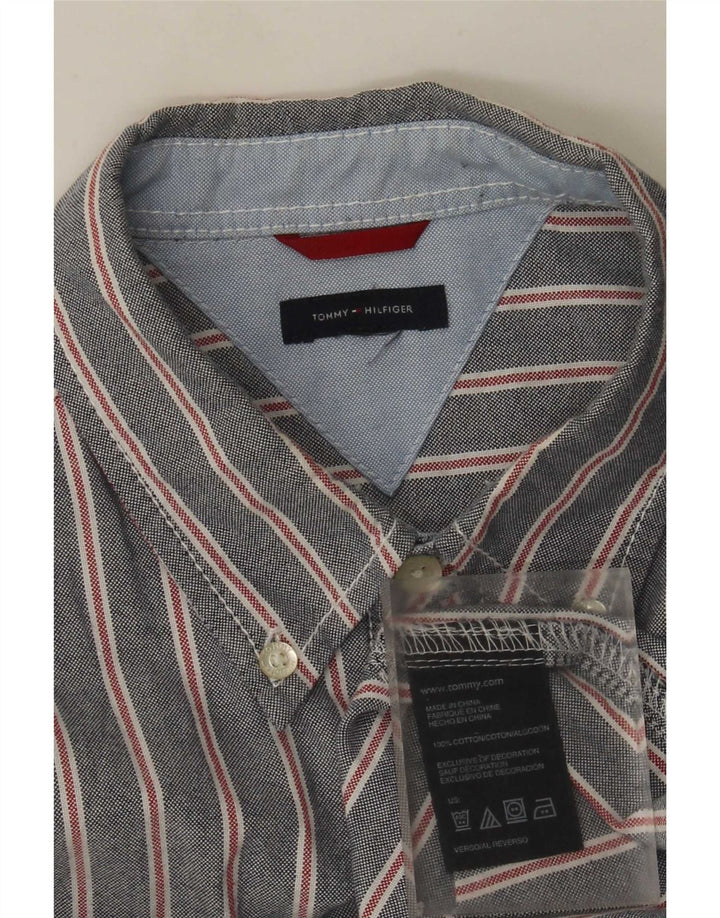 Tommy Hilfiger Chemise Homme Gris Moyen En Coton À Fines Rayures