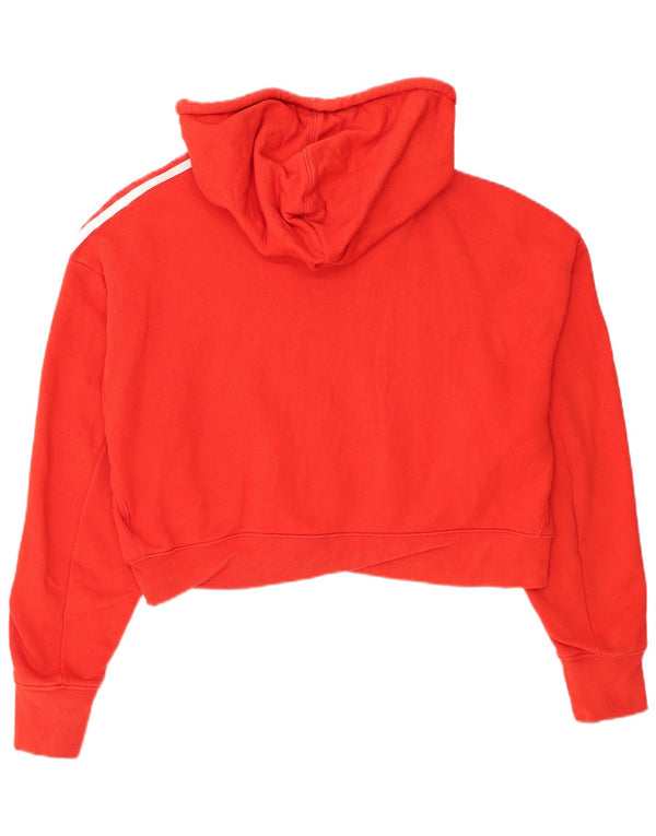 Adidas Sweat à capuche court surdimensionné pour femme UK 12 Rouge moyen Colourblock