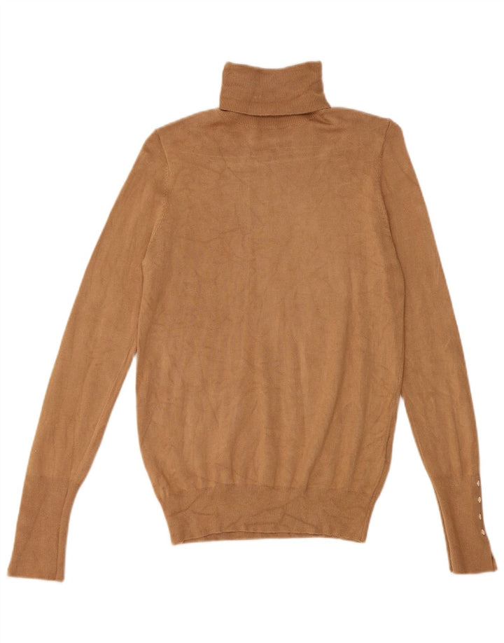 Zara Pull col roulé pour femme UK 10 Petite Viscose Marron