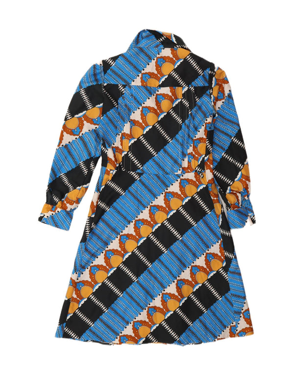 Robe A-Line Femme Vintage IT 44 Bleu Moyen Géométrique