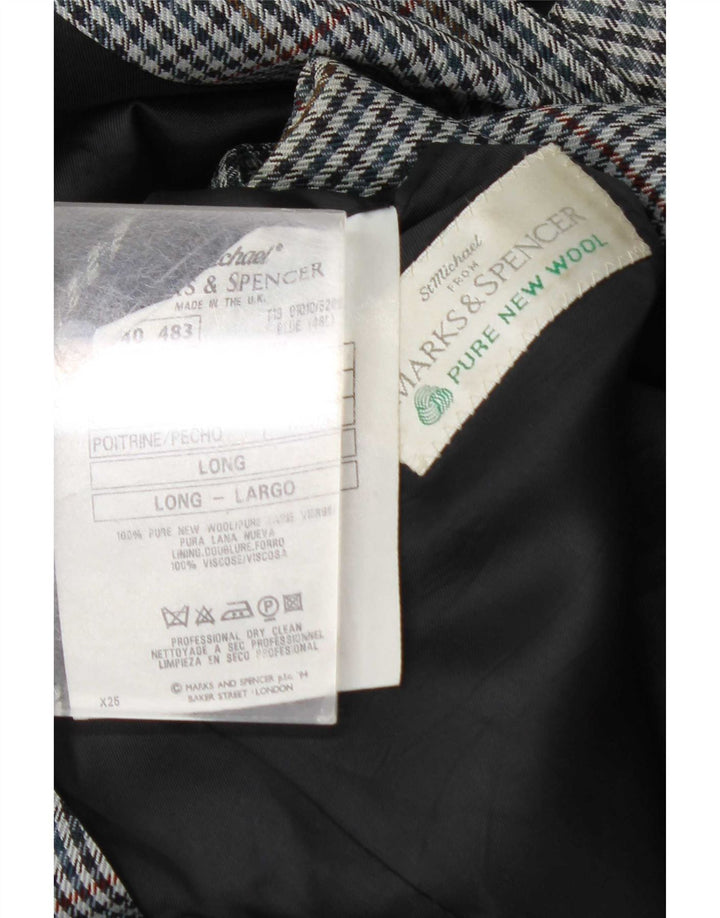 Marks & Spencer Veste blazer à 2 boutons pour homme UK 46 XL en laine à carreaux bleus