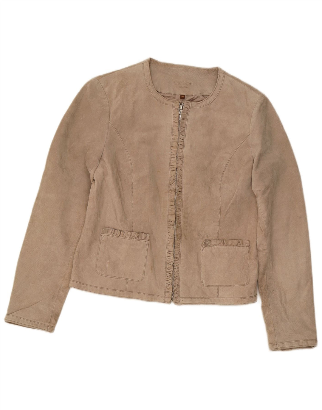 Conbipel Veste En Daim Femme IT 46 Grand Cuir Beige