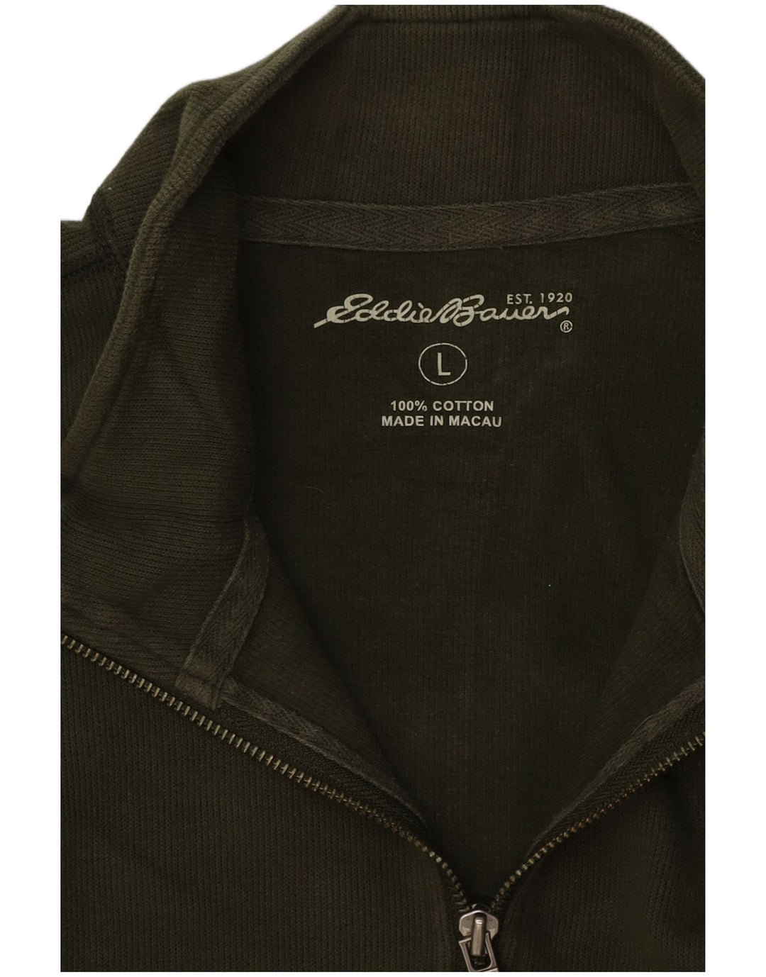 Eddie Bauer Sweat-shirt à col zippé pour homme Grand coton vert