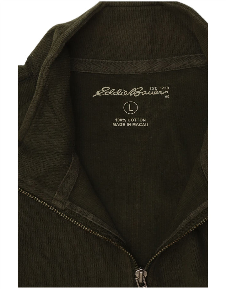 Eddie Bauer Sweat-shirt à col zippé pour homme Grand coton vert