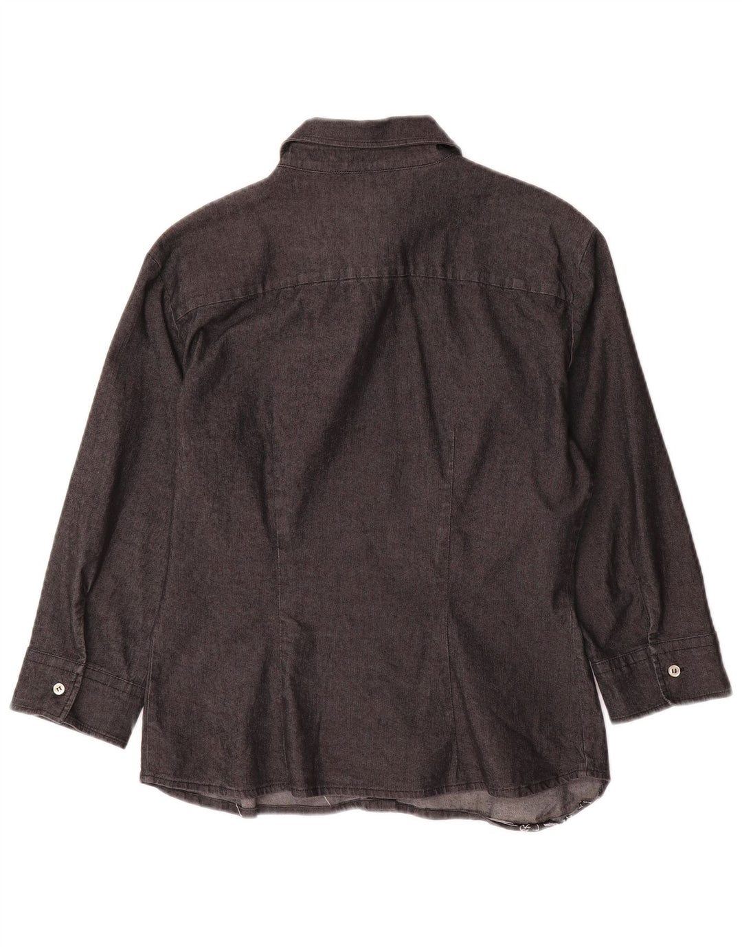 BENETTON Chemise à manches 3/4 pour femme UK 10 Small Gris Coton