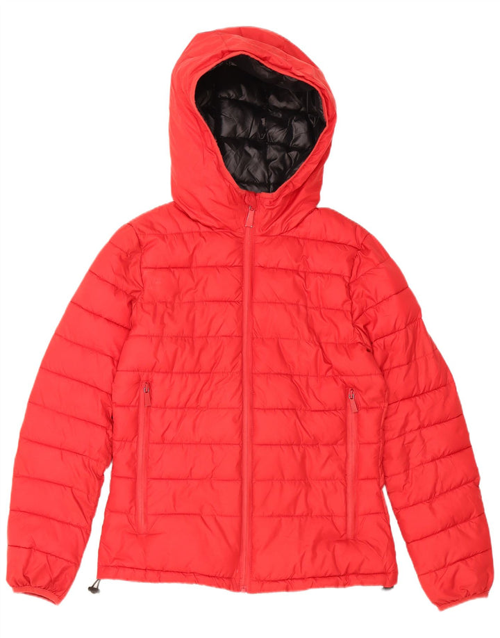 Pyrex Veste matelassée à capuche graphique pour femme UK 10 Small Rouge Polyester