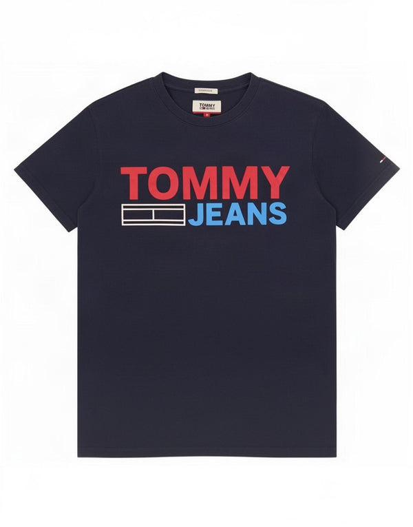Tommy Hilfiger T-shirt graphique coupe classique pour homme, petit, bleu marine, coton